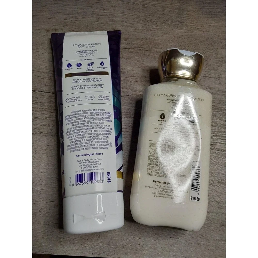 Bath & Body Works Butterfly Body Lotion & Cream Set Raspberry Nectar Iris Petals
